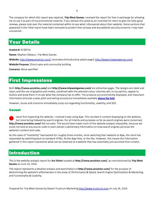 Sample Website Analysis Report Page 4