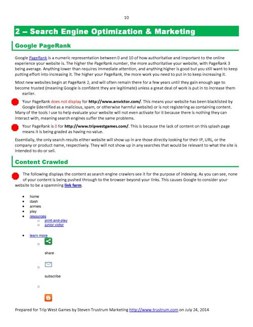 Sample Website Analysis Report Page 10
