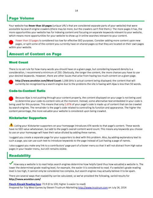 Sample Website Analysis Report Page 14